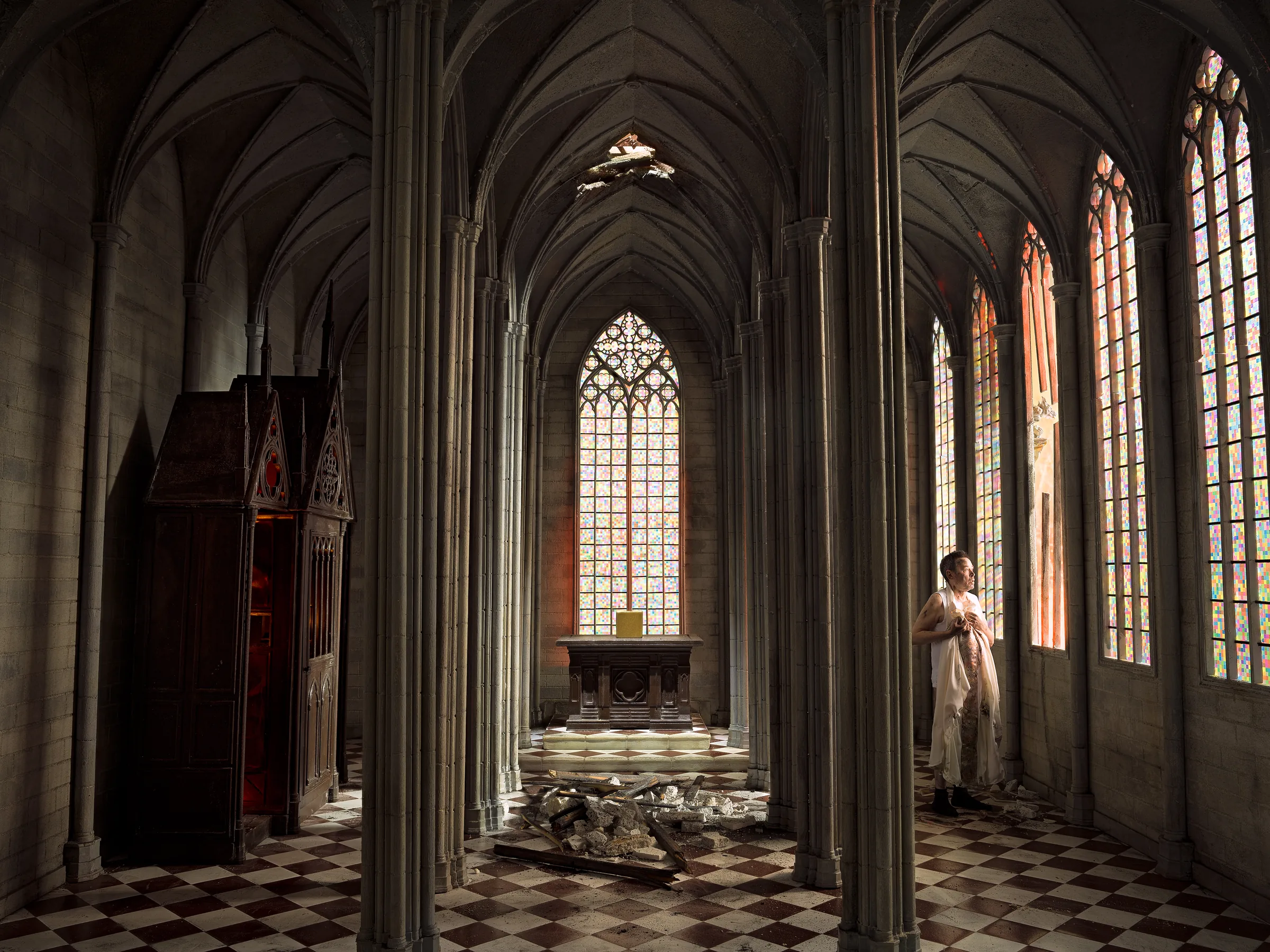 Gothic Cube (CUBES II) – staged photograph of a hand-built miniature set by Seb Agnew