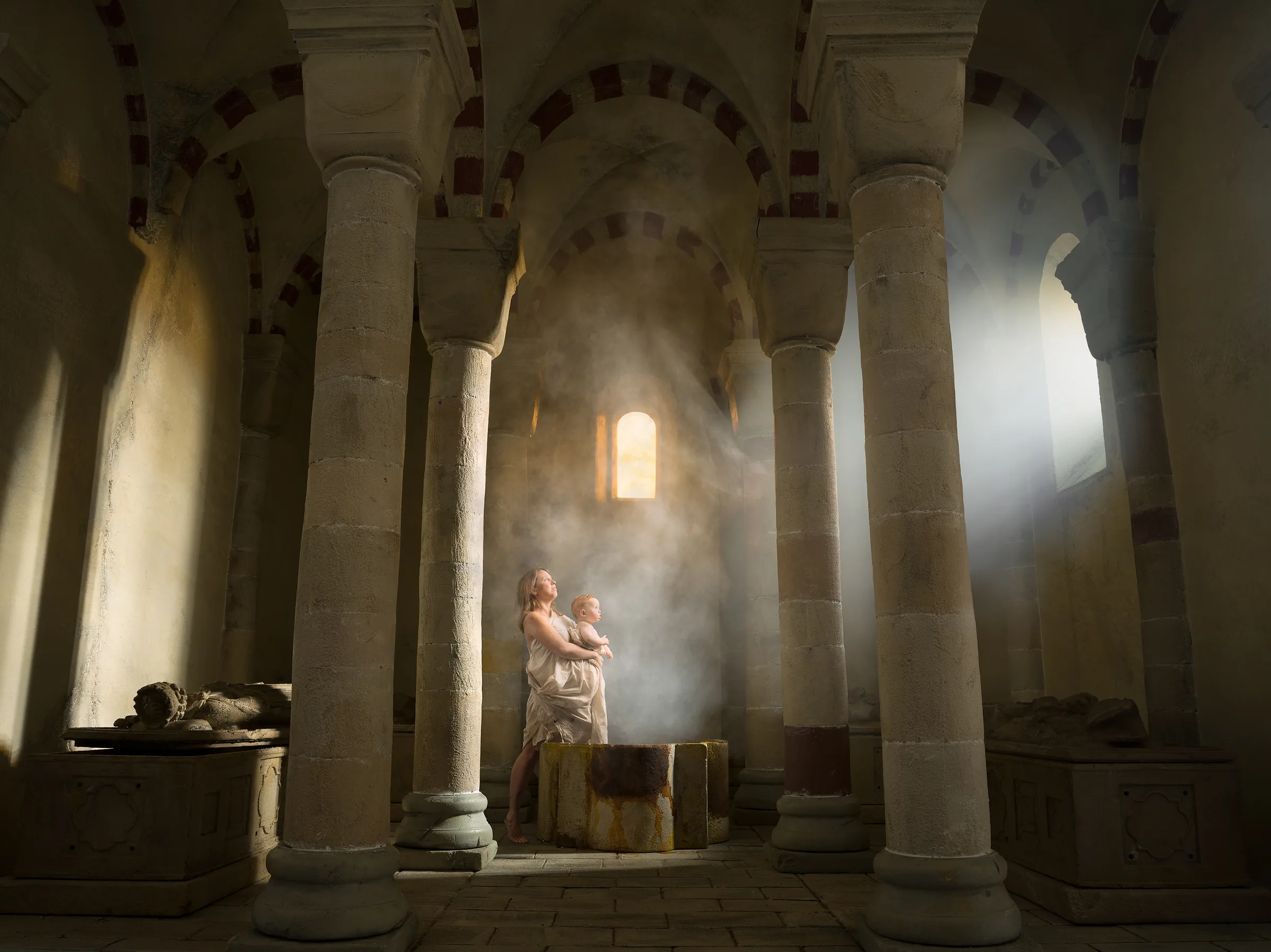 Romanesque Cube (CUBES II) – staged photograph of a hand-built miniature set by Seb Agnew