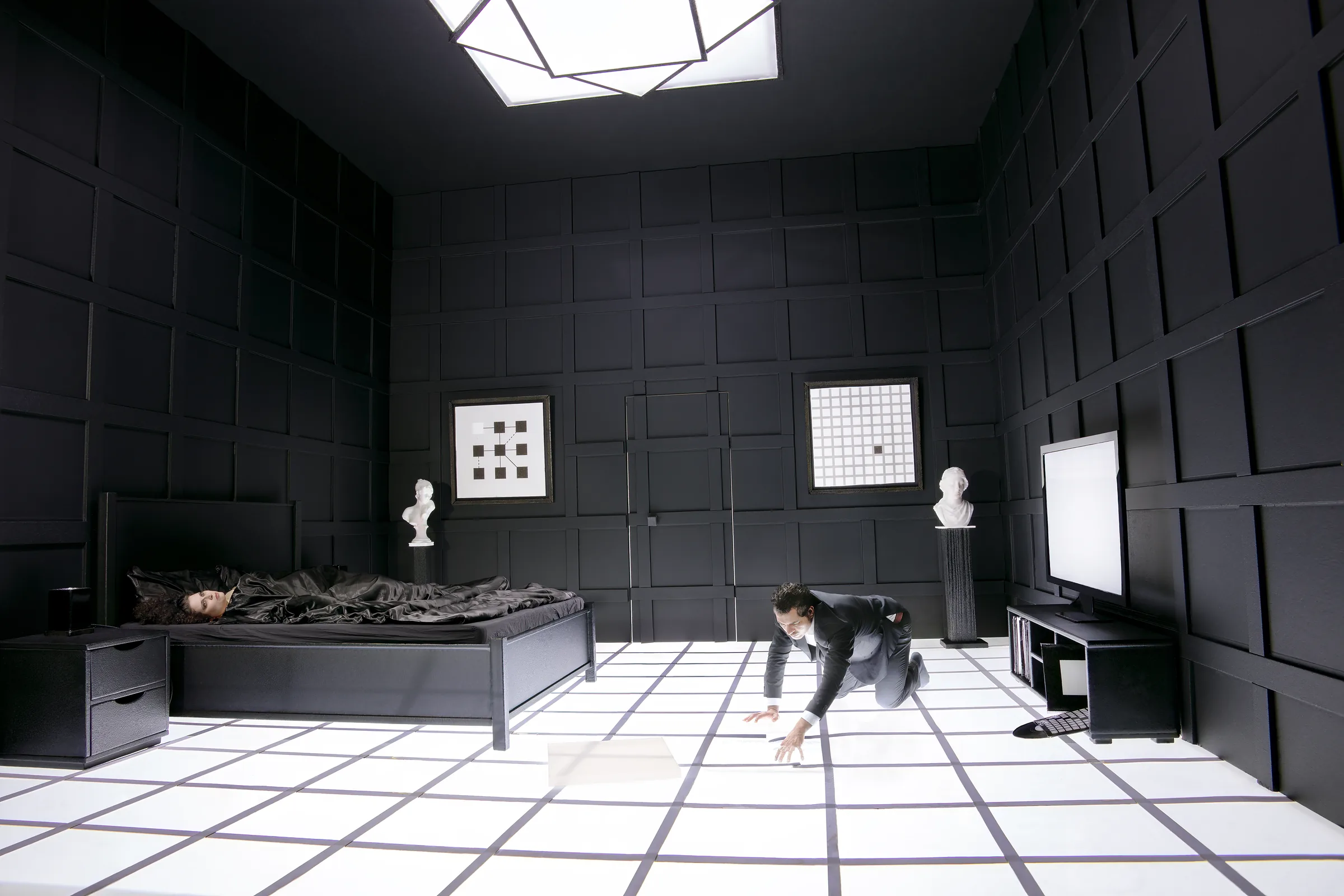 Black Cube (CUBES I) – staged photograph of a hand-built miniature set by Seb Agnew