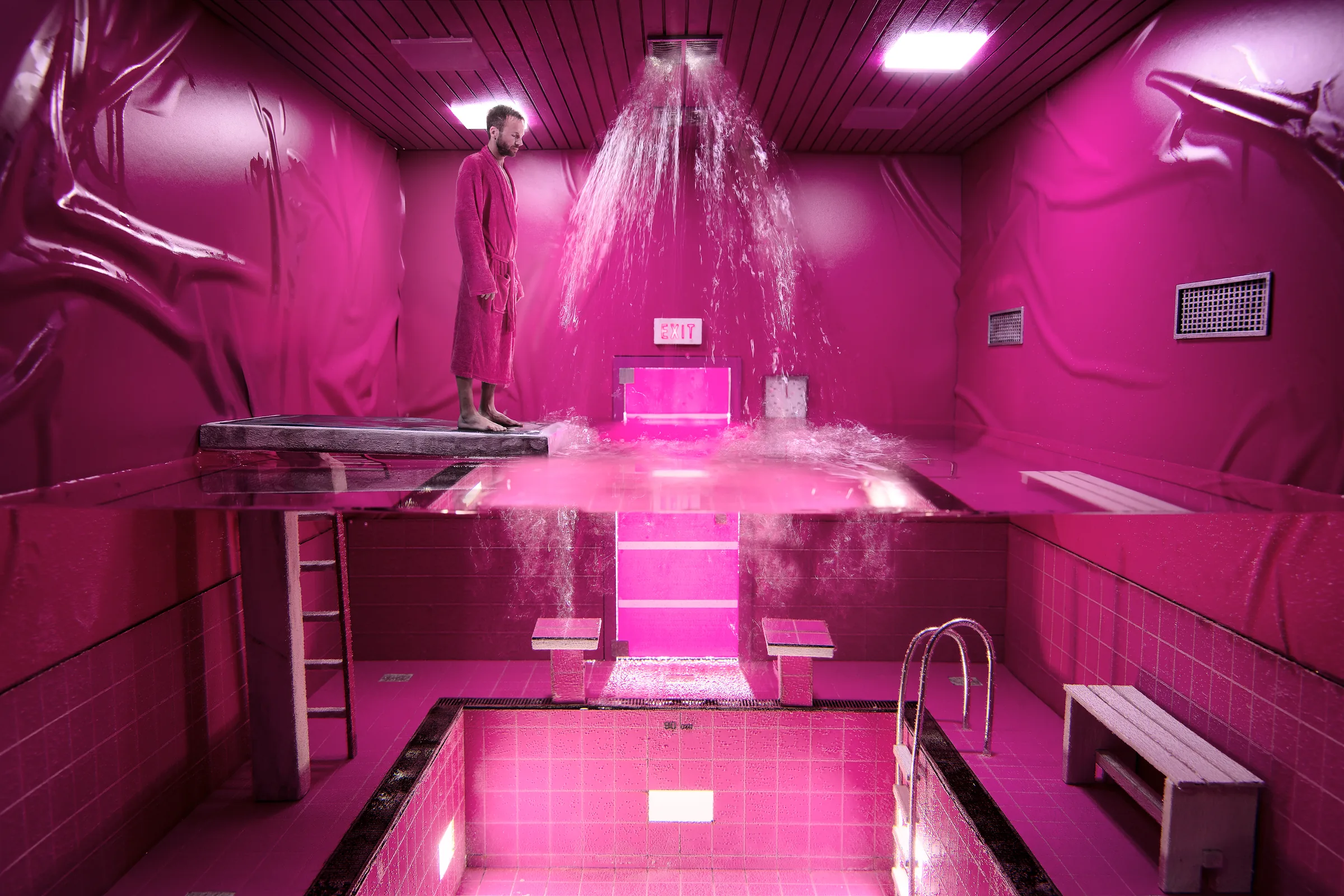 Magenta Cube (CUBES I) – staged photograph of a hand-built miniature set by Seb Agnew